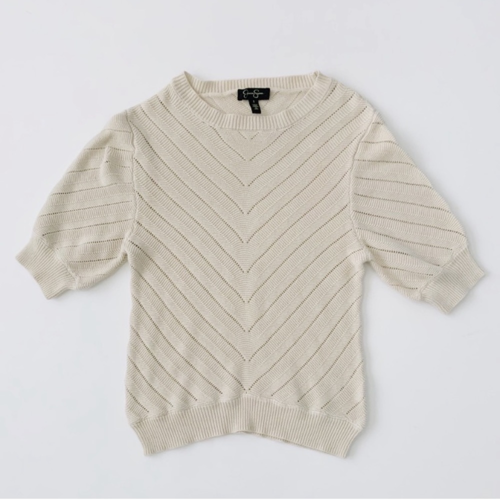 EUC Jessica Simpson Cream Crochet Top Size Small - Picture 1 of 3